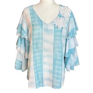Laura Jane Paris Embellished Ruffled Blouse Size M/L